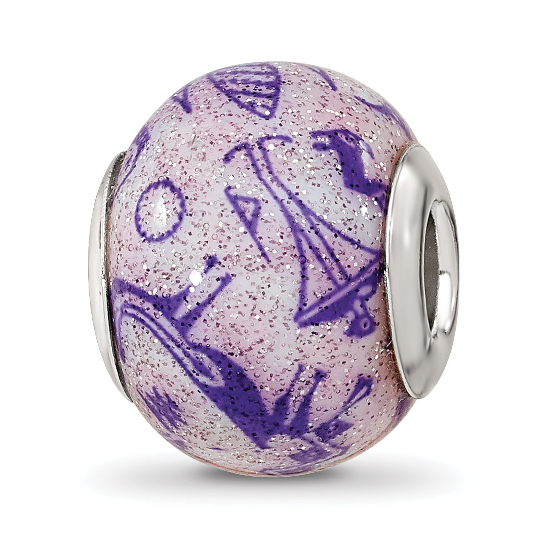 Sterling Silver Reflections Italian Decorative Purple Glass Bead