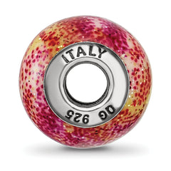 Sterling Silver 925 Fuschia & Yellow Glass Bead Polished Finish Elegant Accessory