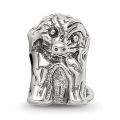 Sophia Jewelers Sterling Silver 925 Antiqued Sitting Puppy Bead Solid, Themed Design