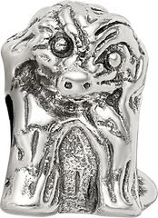 Sophia Jewelers Sterling Silver 925 Antiqued Sitting Puppy Bead Solid, Themed Design