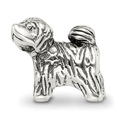 Sterling Silver 925 Antiqued Puppy Bead with Solid Casted Design