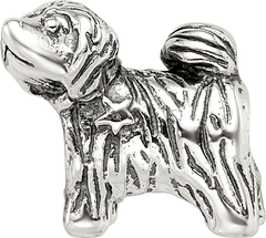 Sterling Silver 925 Antiqued Puppy Bead with Solid Casted Design