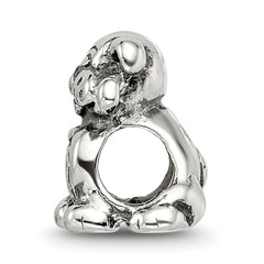 Sterling Silver 925 Antiqued Dog with Bone Themed Bead Solid Casted
