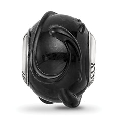 Sterling Silver 925 Glass Bead with Textured Lines Polished Finish Elegant Design