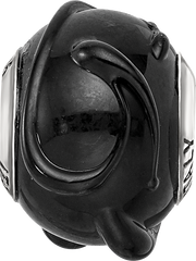 Sterling Silver 925 Glass Bead with Textured Lines Polished Finish Elegant Design