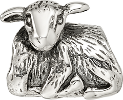 Sterling Silver 925 Lamb Bead with Antiqued Finish Solid Theme