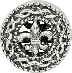Sterling Silver 925 Fleur de Lis Bead Solid Casted Elegant Themed Design