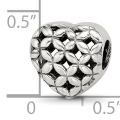 Sterling Silver 925 Heart Bead with Casted Solid Design