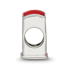 Sterling Silver 925 Enameled Telephone Booth Bead, Vintage-Inspired Solid Charm