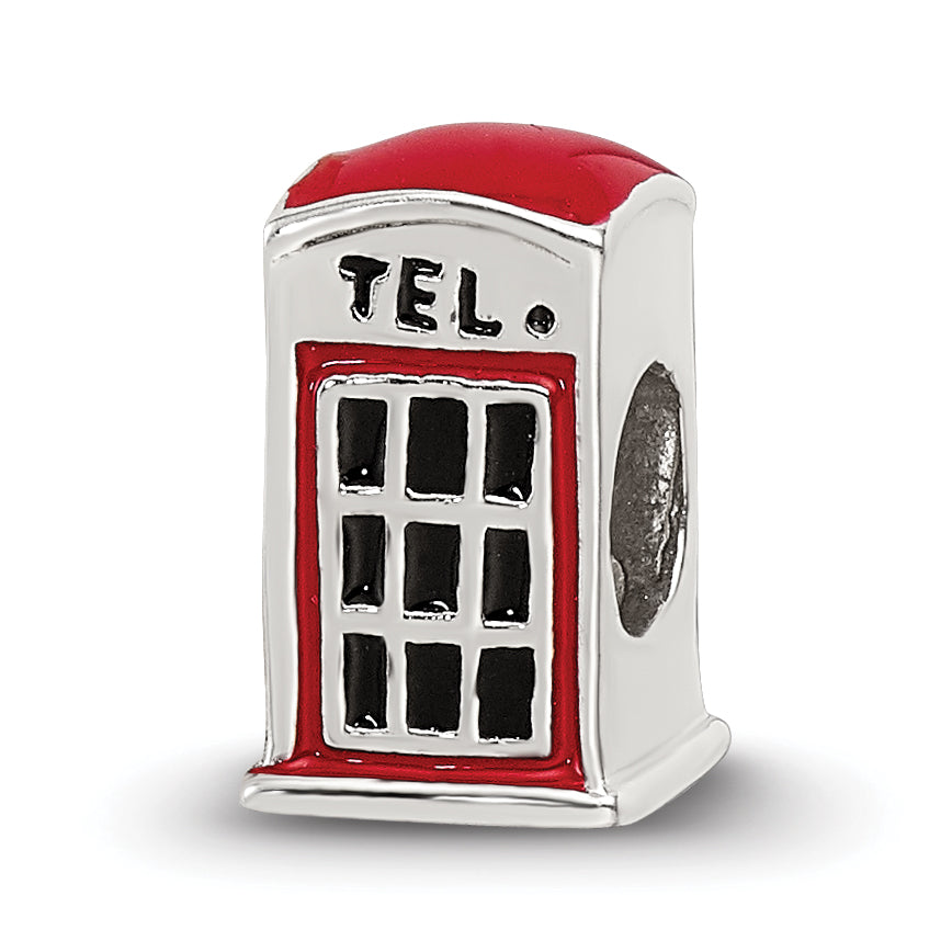 Sterling Silver Reflections Enameled Telephone Booth Bead