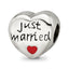 Sterling Silver Reflections Enameled Just Married Heart Bead