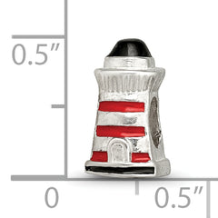 Sterling Silver 925 Enameled Lighthouse Bead with Nautical Theme