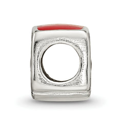 Sterling Silver 925 London Bus Bead with Enamel Accents Solid Cast Design