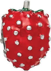 Sterling Silver 925 Kids Strawberry Bead with Red Enamel Solid and Charming