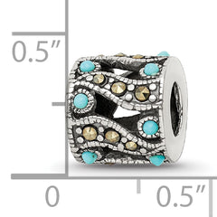 Sterling Silver Marcasite & Turquoise Bead with 12 Stones Elegant Finish