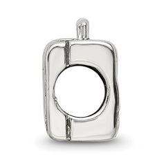 Sterling Silver 925 Suitcase Bead with Solid Casted Design