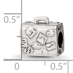 Sterling Silver 925 Suitcase Bead with Solid Casted Design