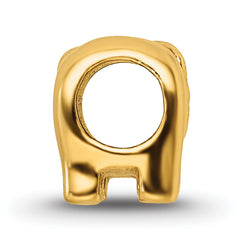 Sterling Silver 925 Gold-Plated Elephant Bead with Polished Finish