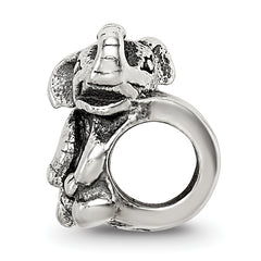 Sterling Silver 925 Elephant Bead with Antiqued Finish Solid Design