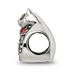 Sophia Jewelers Sterling Silver Marcasite & Enamel Cat Bead Charm
