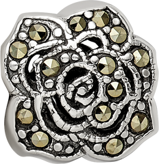 Sterling Silver 925 Marcasite Flower Bead Solid Vintage-Inspired Design