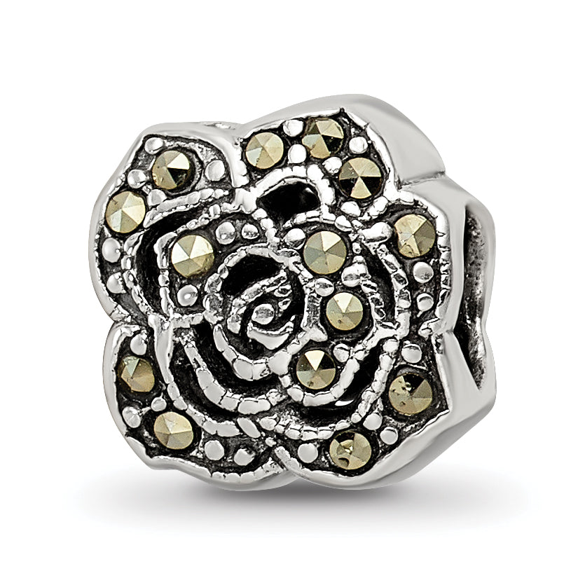 Sterling Silver Reflections Marcasite Flower Bead