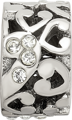 Sterling Silver 925 Bead with Preciosa Crystal and Heart Design