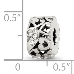 Sterling Silver 925 Bead with Preciosa Crystal and Heart Design