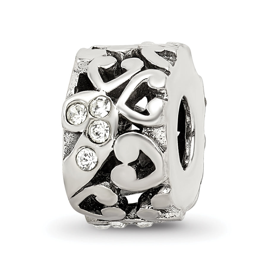 Sterling Silver Reflections Preciosa Crystal and Hearts Bead