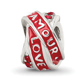 Sterling Silver Reflections Love/Amour Red Preciosa Crystal Bead