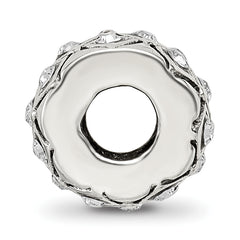 Sterling Silver 925 April White Crystal Bead with Solid Cast Design