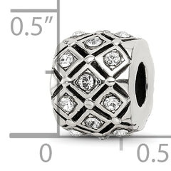 Sterling Silver 925 April White Crystal Bead with Solid Cast Design