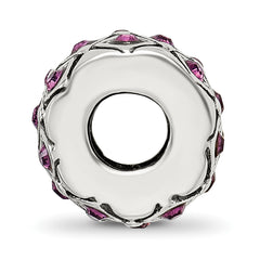 Sterling Silver 925 Purple Crystal Bead with Solid Casted Design