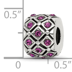 Sterling Silver 925 Purple Crystal Bead with Solid Casted Design