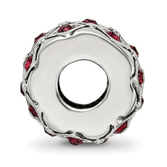 Sterling Silver 925 Bead with January Red Crystal Classic Solid Design