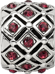 Sterling Silver 925 Bead with January Red Crystal Classic Solid Design