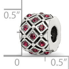 Sterling Silver 925 Bead with January Red Crystal Classic Solid Design