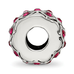 Sterling Silver July Bead with Red Preciosa Crystal  Solid, Elegant Design