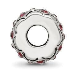 Sterling Silver 925 June Red Crystal Bead with Solid Casted Design