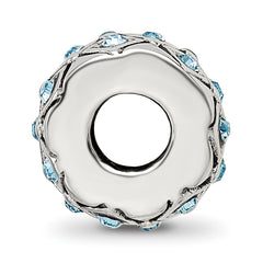 Sterling Silver 925 Blue Crystal Bead for March Birthstone Jewelry