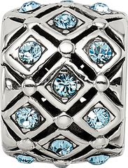 Sterling Silver 925 Blue Crystal Bead for March Birthstone Jewelry