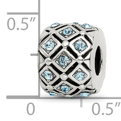 Sterling Silver 925 Blue Crystal Bead for March Birthstone Jewelry