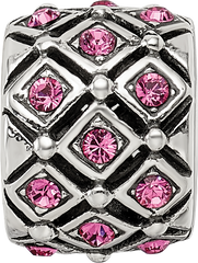 Sterling Silver 925 Bead with Pink Preciosa Crystal for October Birthstone
