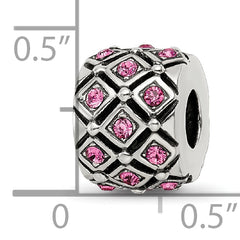 Sterling Silver 925 Bead with Pink Preciosa Crystal for October Birthstone