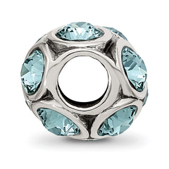 Sterling Silver 925 Bead with Blue Crystal for December Birthstone