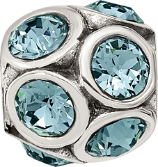 Sterling Silver 925 Bead with Blue Crystal for December Birthstone