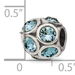 Sterling Silver 925 Bead with Blue Crystal for December Birthstone