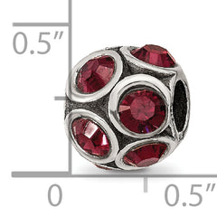 Sterling Silver 925 Red Crystal Bead with Solid Casted Design