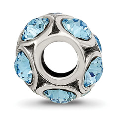 Sterling Silver 925 Bead with Blue Preciosa Crystal March Birthstone