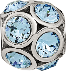 Sterling Silver 925 Bead with Blue Preciosa Crystal March Birthstone